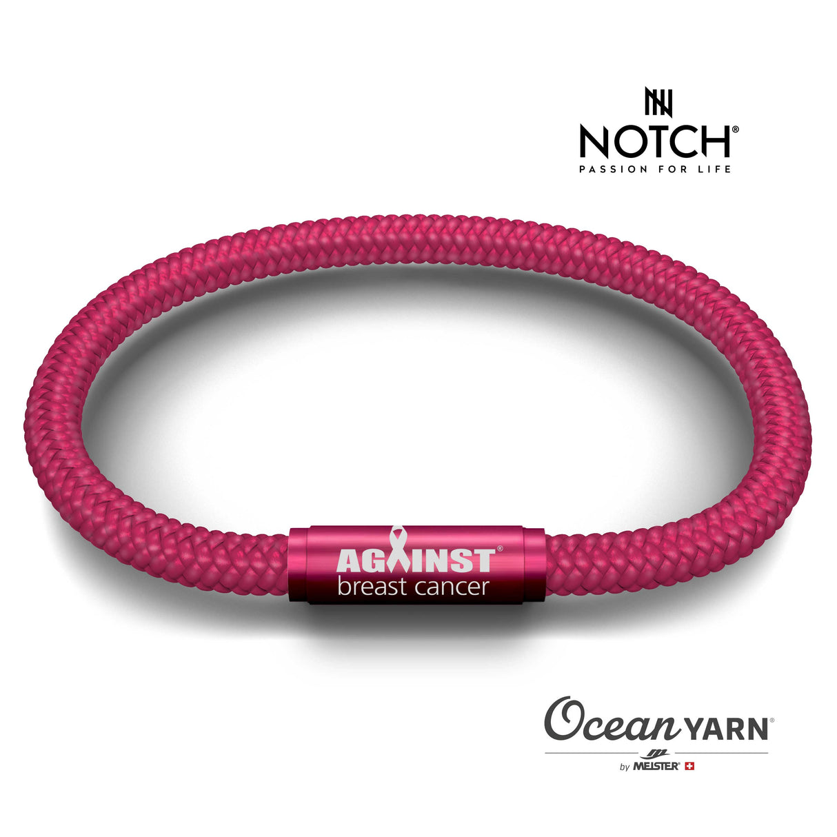 Against Breast Cancer Hot Pink OceanYARN NOTCH Bracelet