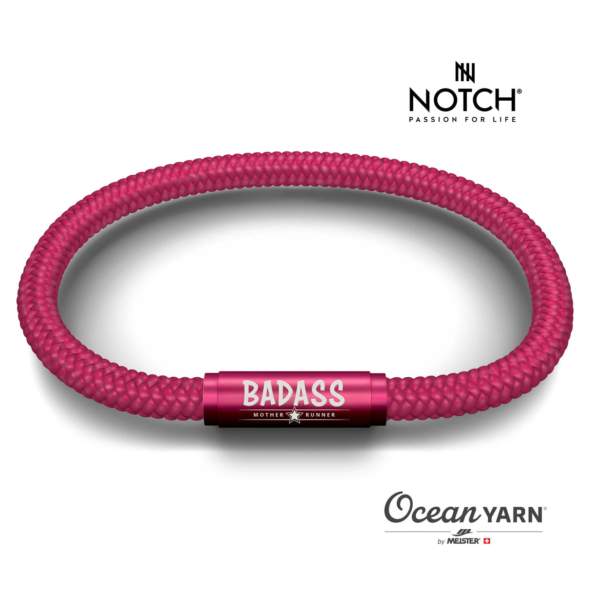 BADASS MOTHER RUNNER NOTCH Bracelet Hot Pink with Hot Pink Clasp