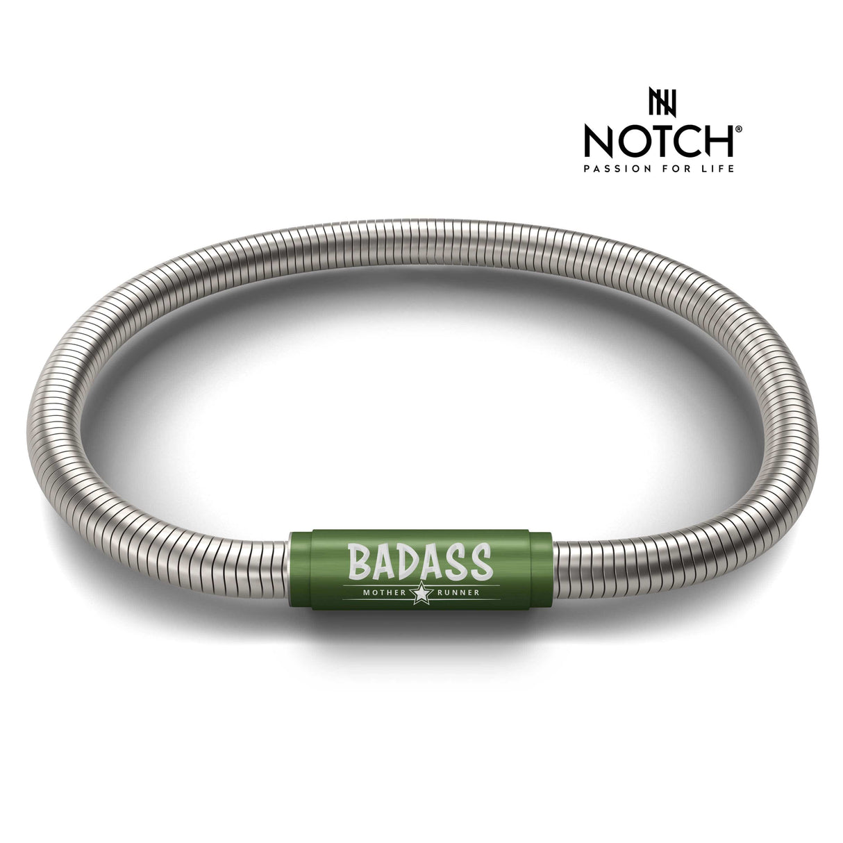BADASS MOTHER RUNNER NOTCH Bracelet Signature with Green Clasp