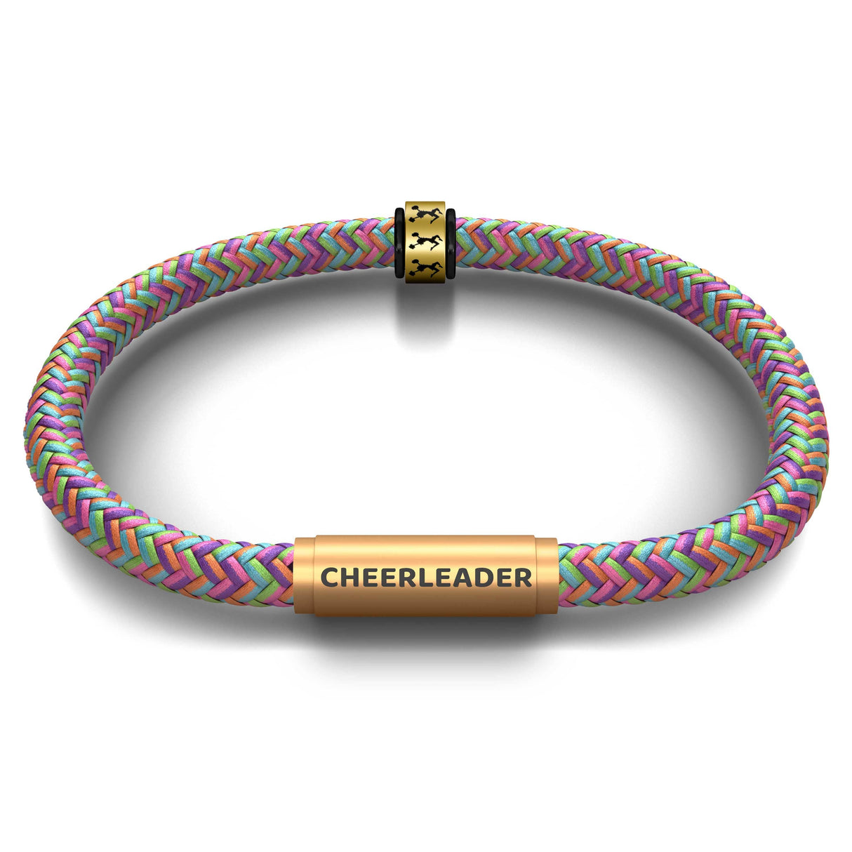 High-V Jump Notch & Cheerleader Bracelet (Summer Rainbow with Brass Clasp)