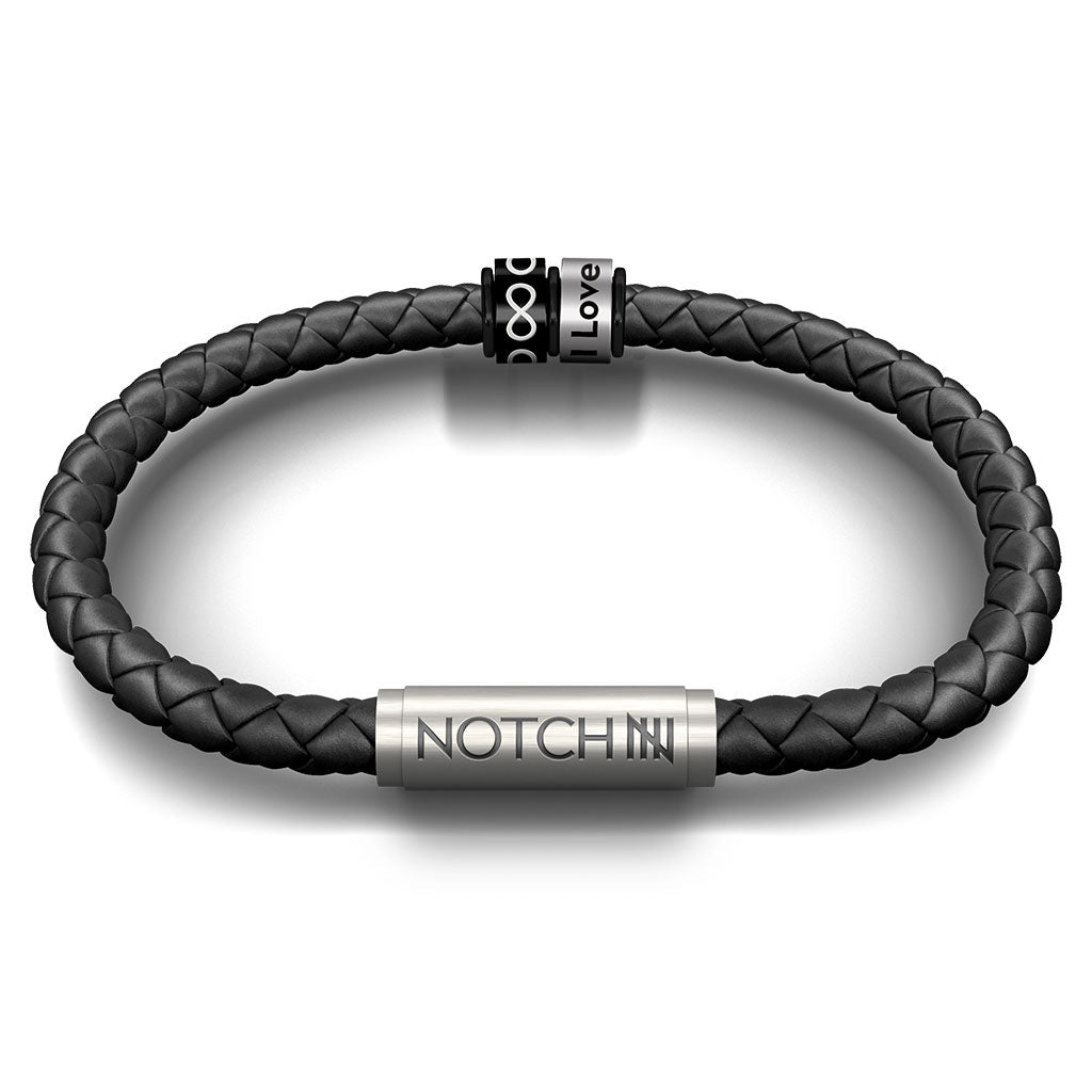 Infinity Leather Bracelet with Stainless Steel Clasp