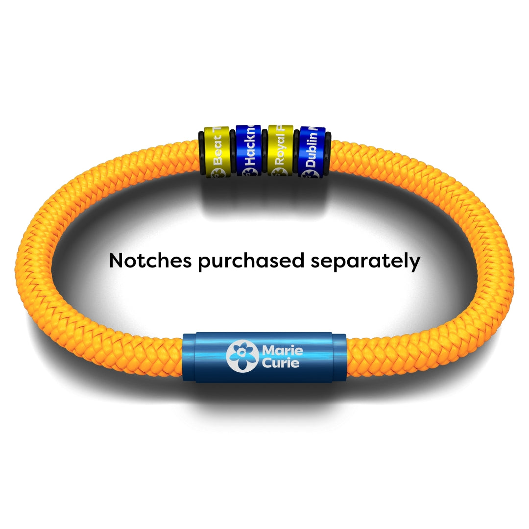 MARIE CURIE NOTCH BRACELET (YELLOW WITH BLUE CLASP)