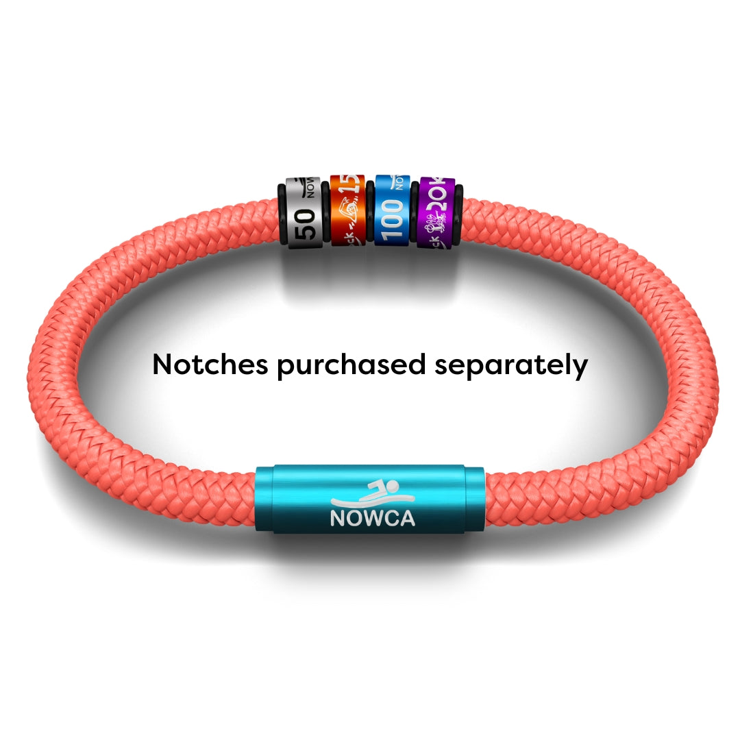 OCEANYARN NOWCA NOTCH BRACELET - CORAL WITH TEAL CLASP