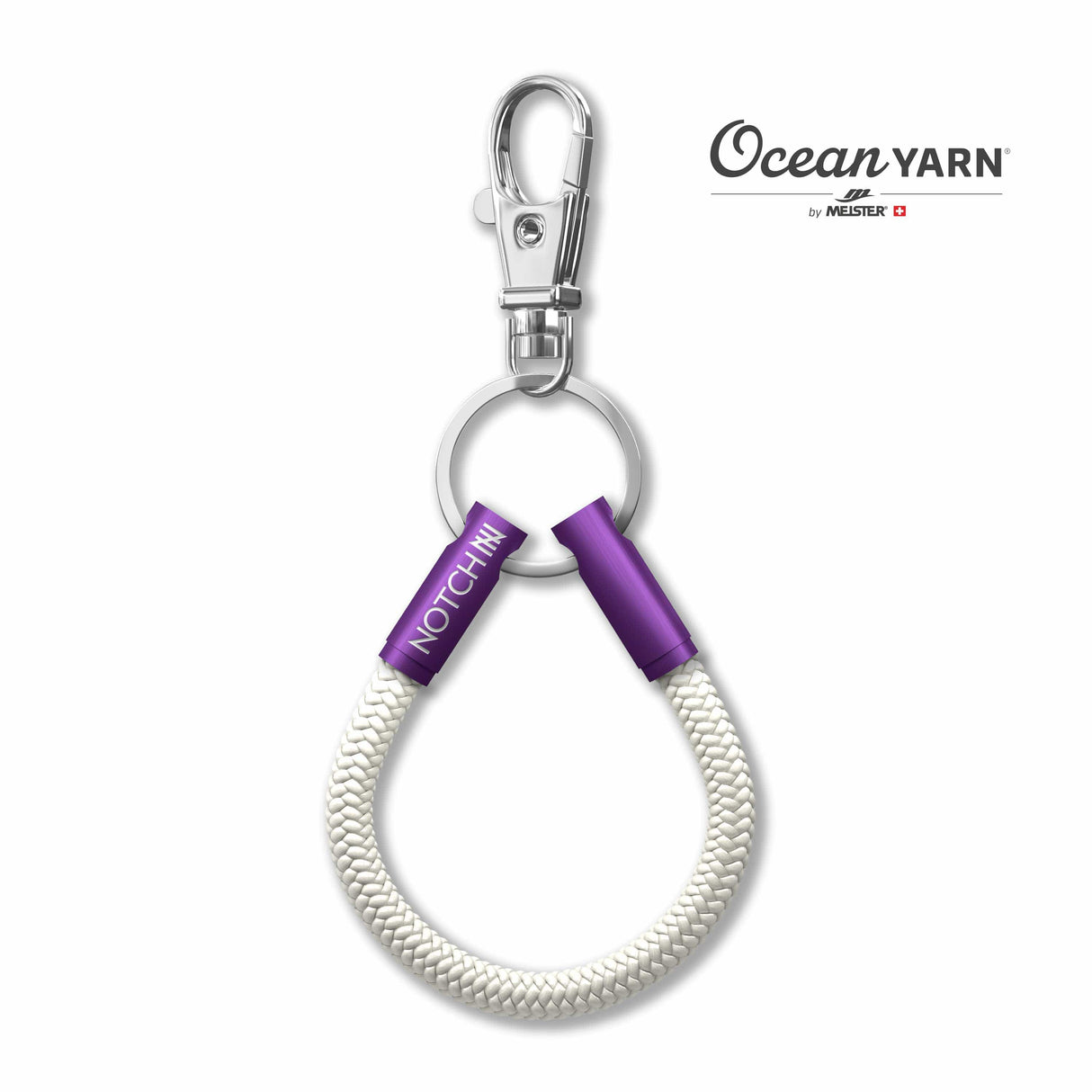 Sustainable OceanYarn NOTCH Loop - Natural with purple aluminium ends
