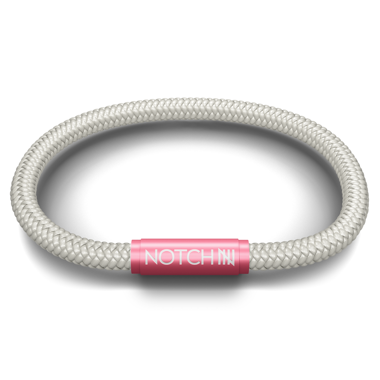 Sustainable OceanYarn NOTCH Bracelet - Natural with Pink Clasp