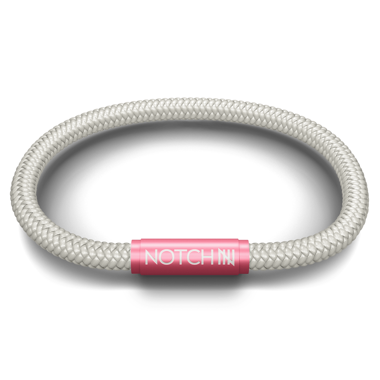Sustainable OceanYarn NOTCH Bracelet - Natural with Pink Clasp