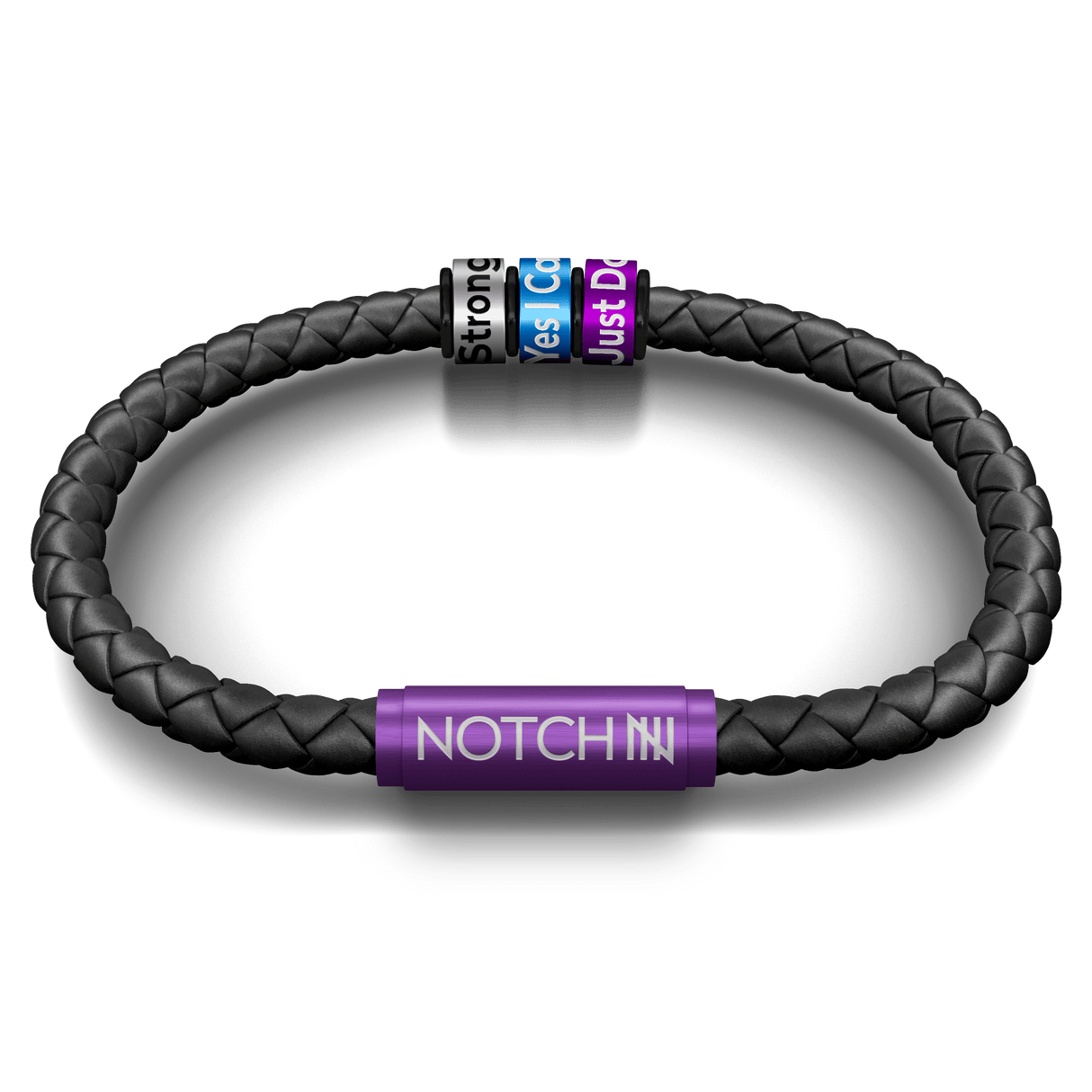 Stronger Life Leather NOTCH Bracelet with Three Personalised NOTCH Charms