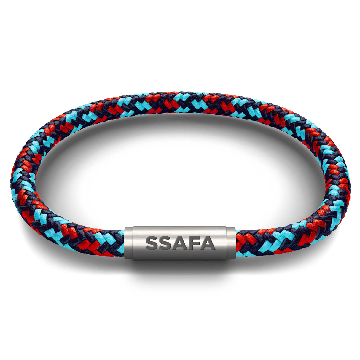 Tri-Service Cord NOTCH Bracelet - Dark Blue, Red, Light Blue with SSAFA Clasp
