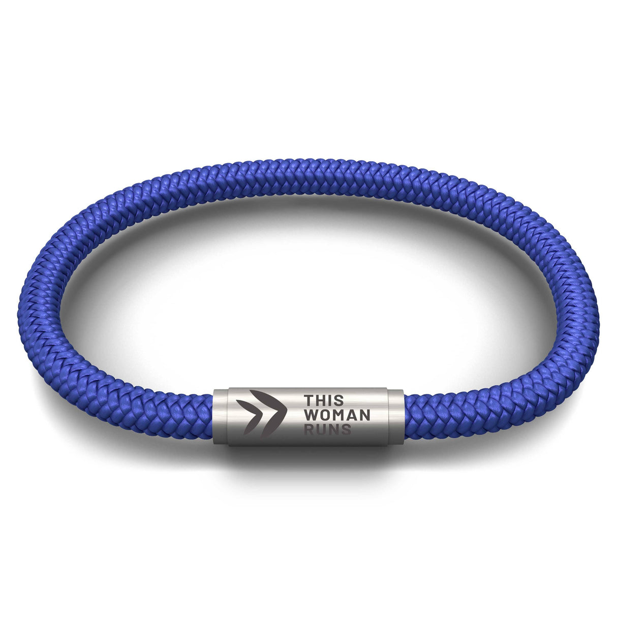 This Woman Runs Solid Blue Cord NOTCH Bracelet with Stainless Steel Clasp