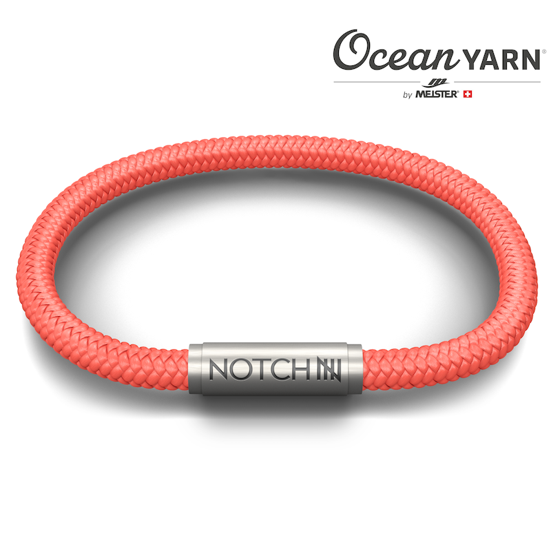 Sustainable OceanYarn NOTCH Bracelet - Coral Crush with Stainless Steel Clasp