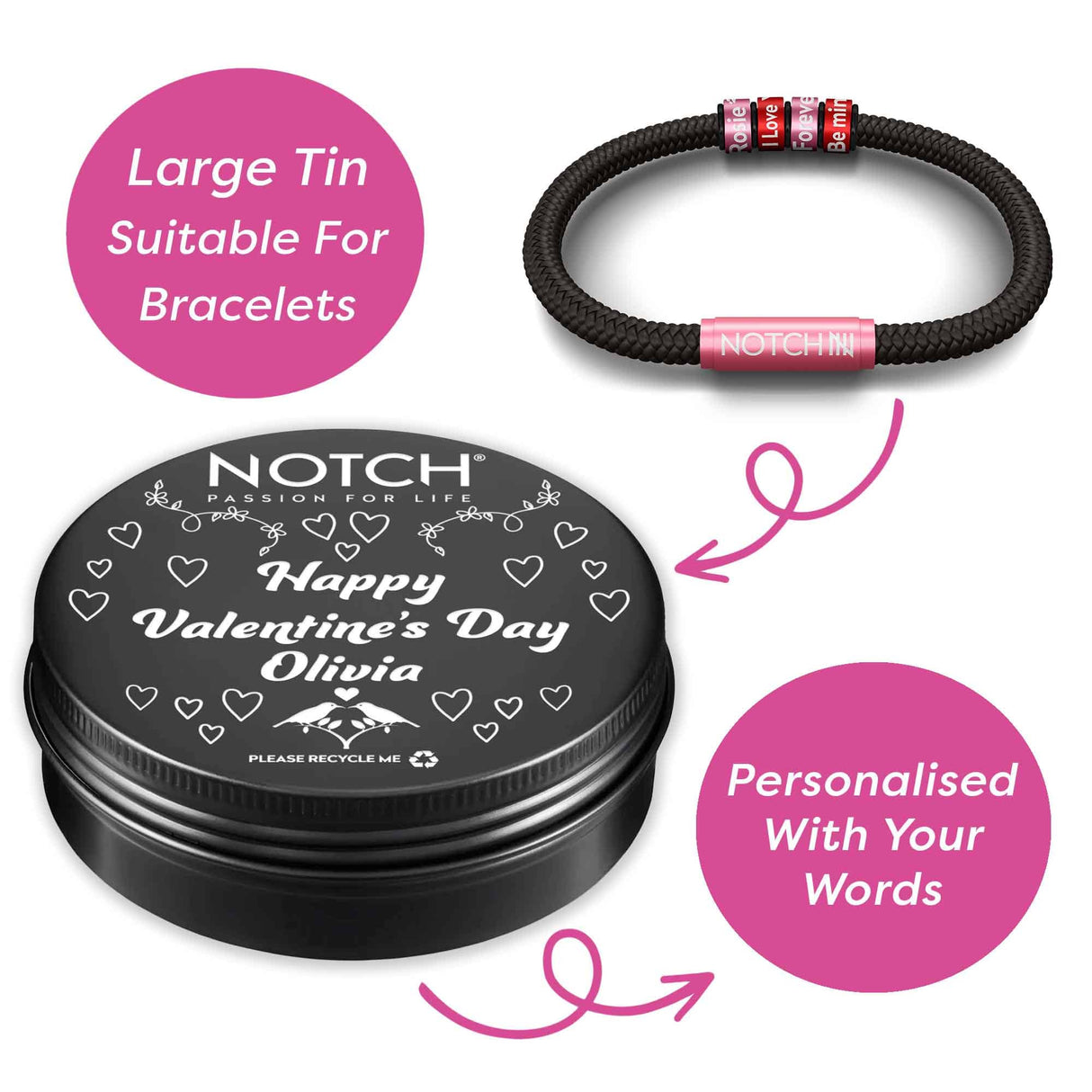 Large Happy Valentine's Day Tin - Personalised