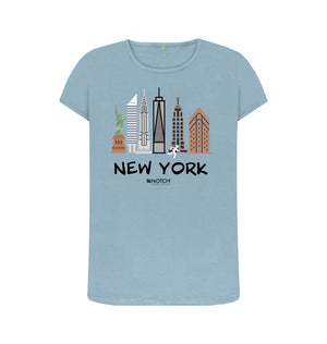 Stone Blue New York 26.2 Black Text Women's T-Shirt