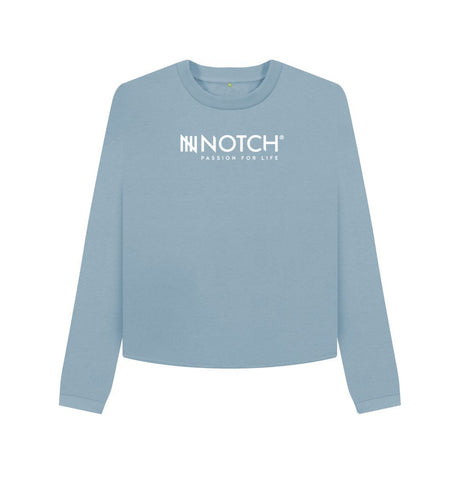 Stone Blue Women's Boxy Notch Jumper