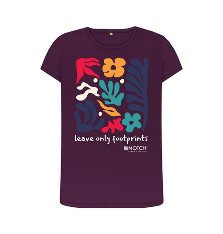 Purple Women's Leave Only Footprints T-Shirt