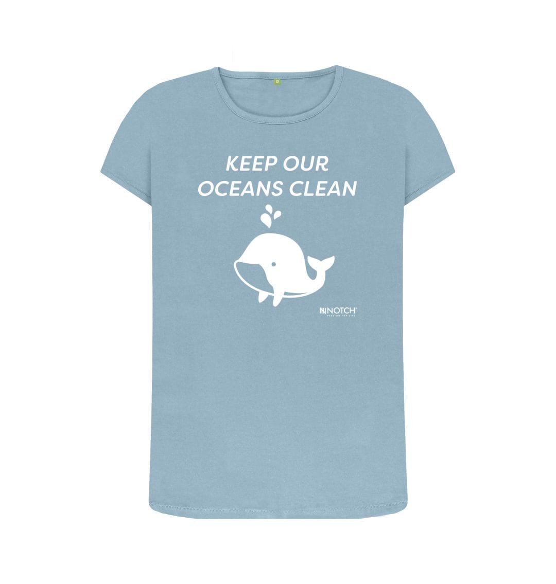 Stone Blue Women's Keep Our Oceans Clean T-Shirt