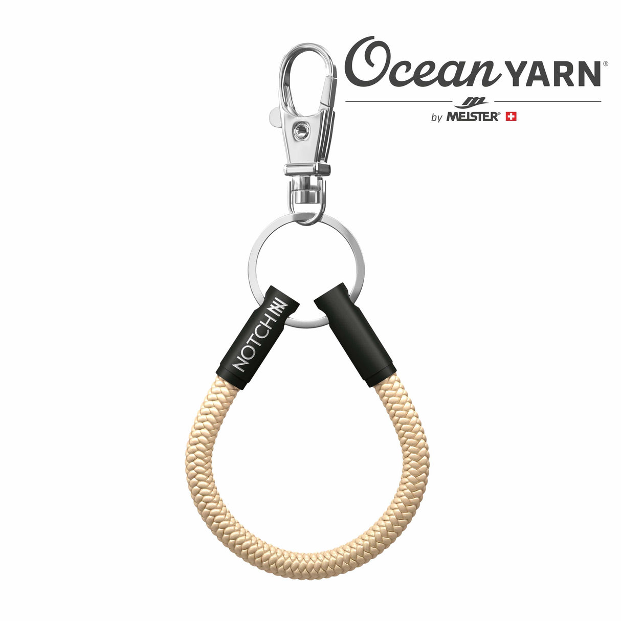 Sustainable OceanYarn NOTCH Loop - Sand with black aluminium ends by Seaways