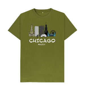 Moss Green Chicago 26.2 White Text Men's T-Shirt