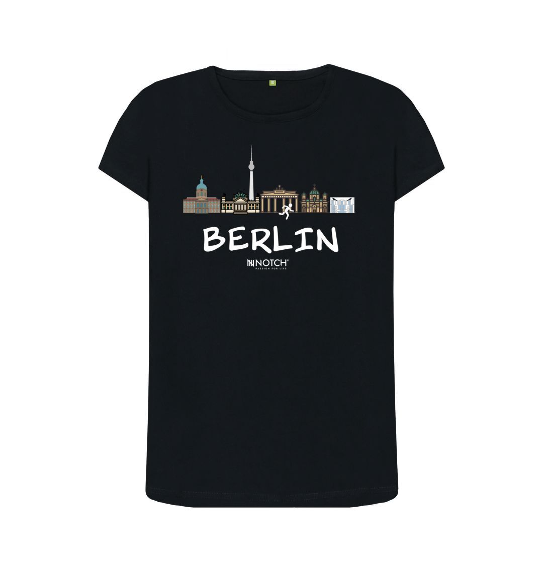 Black Berlin 26.2 White Text Women's T-Shirt