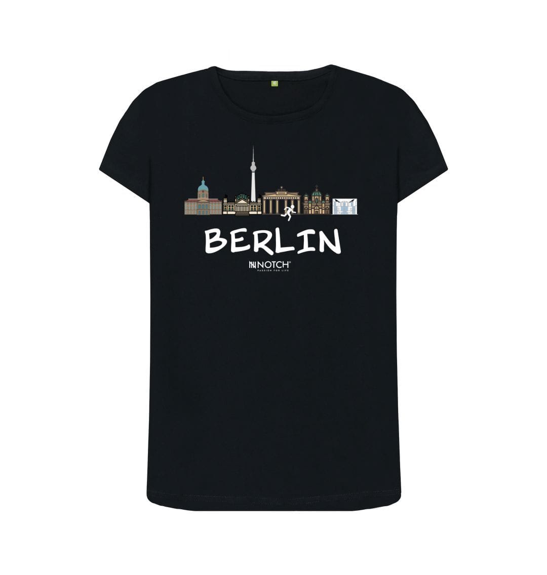 Black Berlin 26.2 White Text Women's T-Shirt
