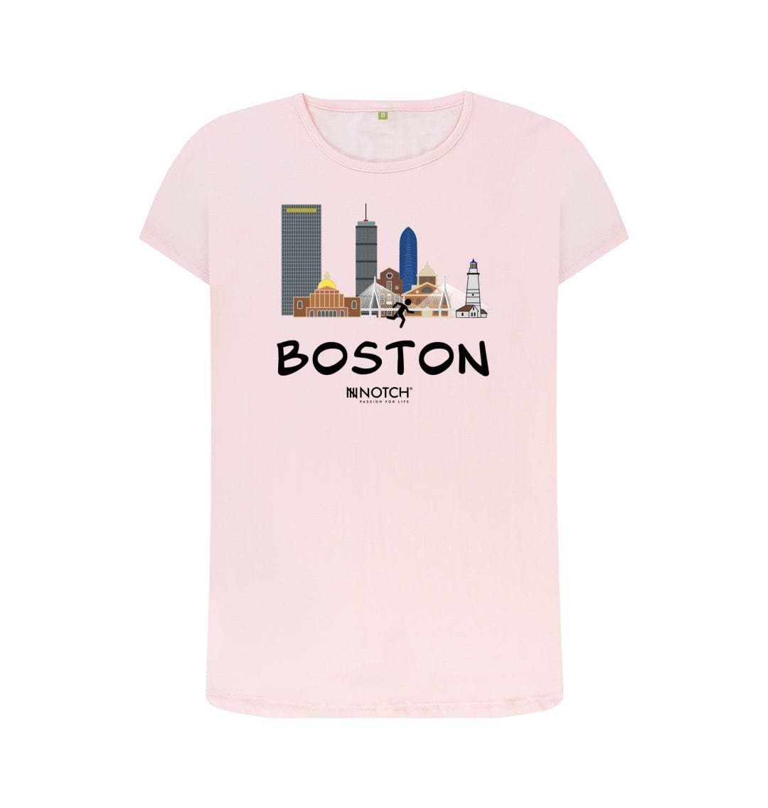Pink Boston 26.2 Black Text Women's T-Shirt