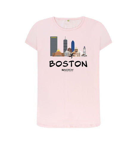 Pink Boston 26.2 Black Text Women's T-Shirt