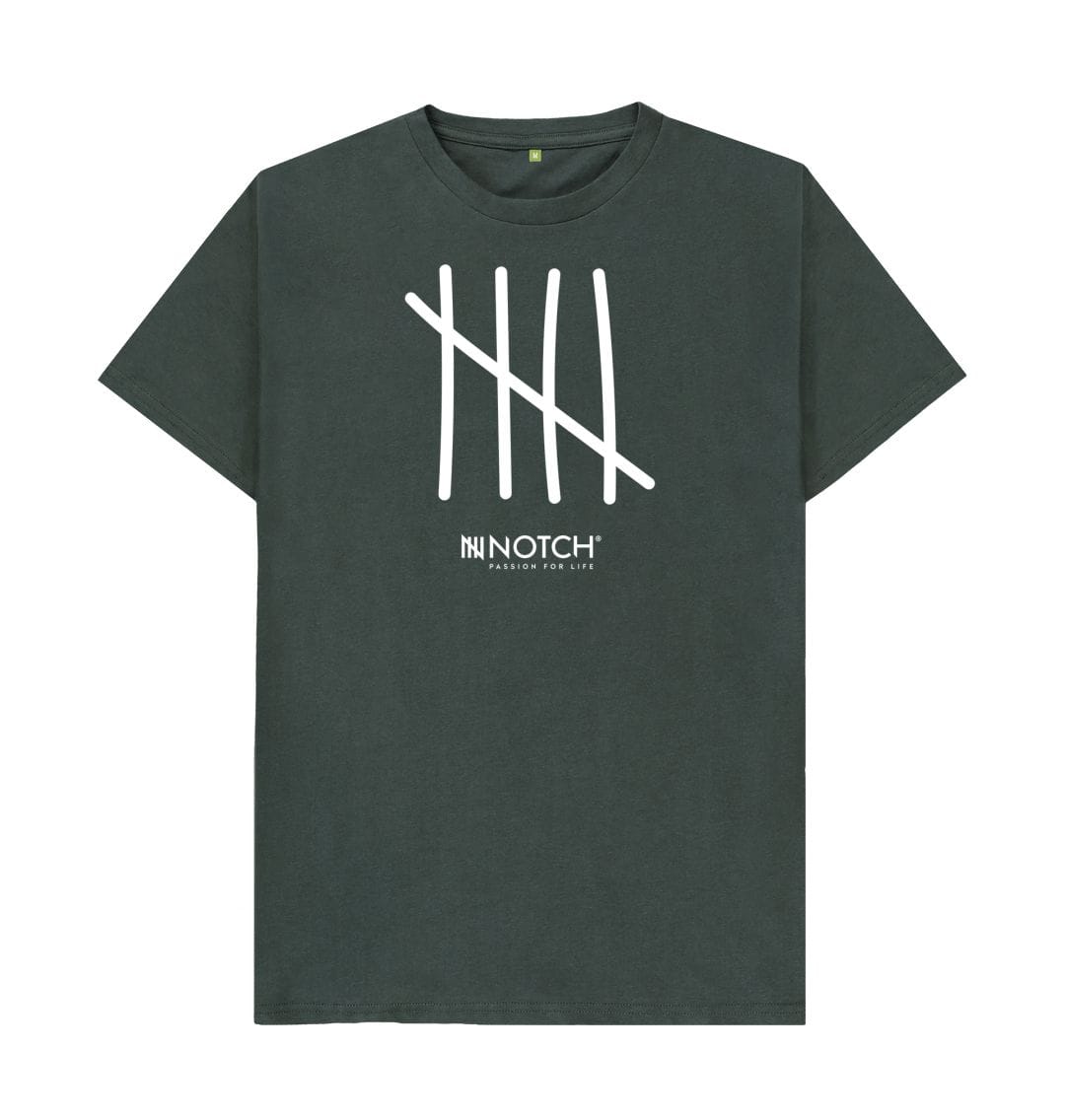 Dark Grey Men's All White Tally T-Shirt