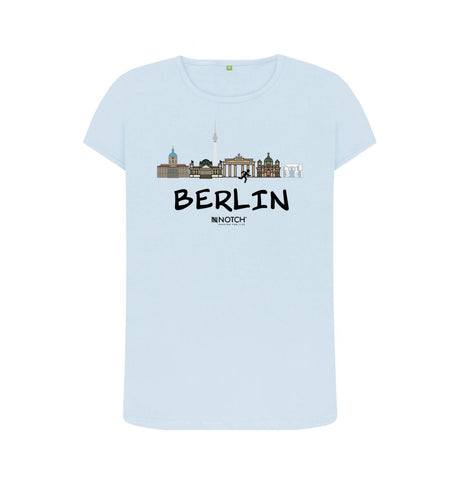 Sky Blue Berlin 25.2 Black Text Women's T-Shirt