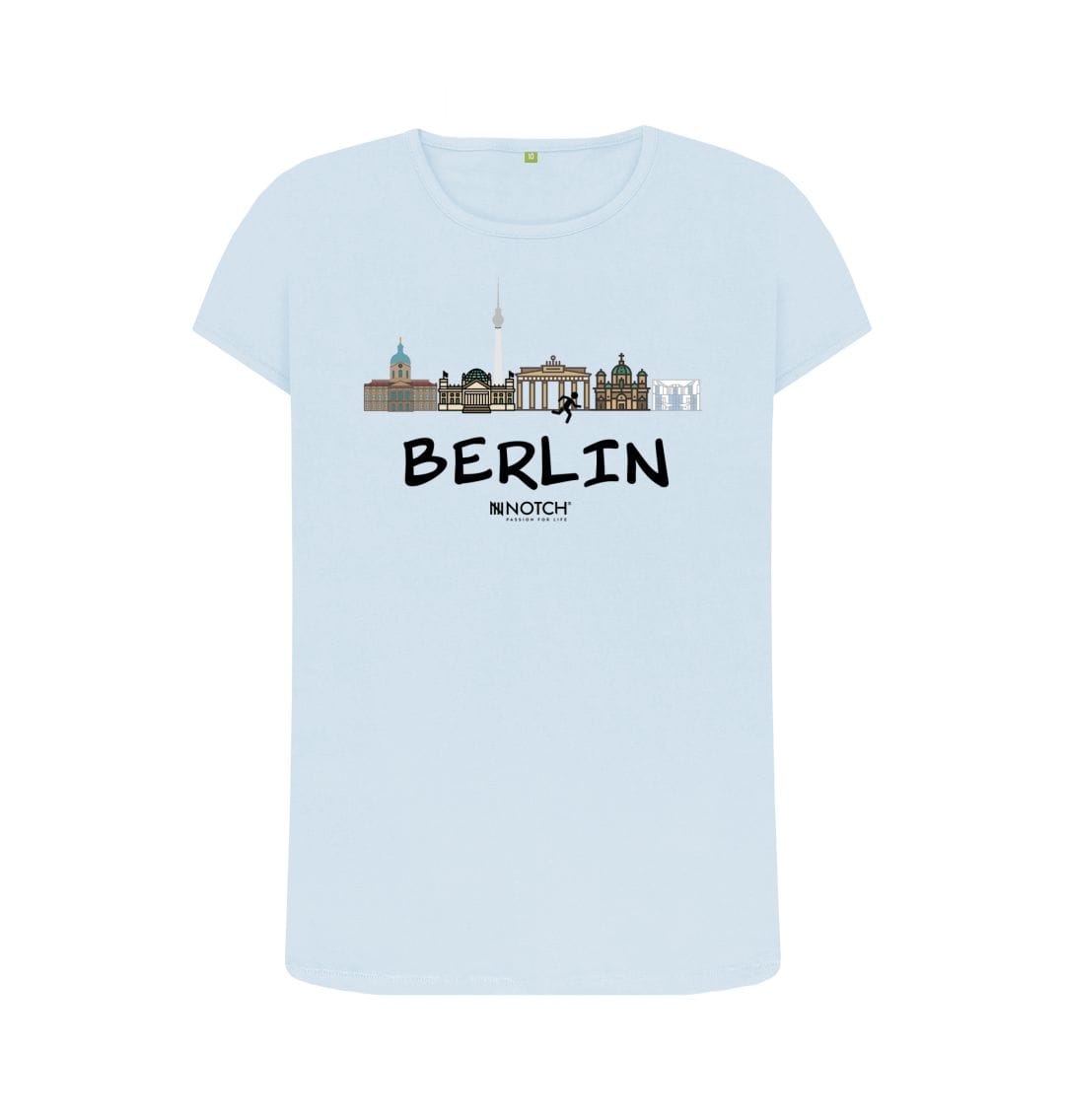 Sky Blue Berlin 25.2 Black Text Women's T-Shirt