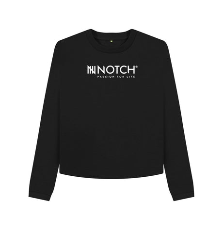Black Women's Boxy Notch Jumper