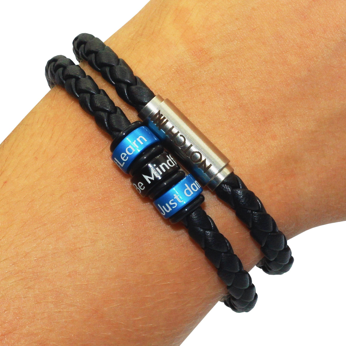 Stronger Life Leather NOTCH Bracelet with Three Personalised NOTCH Charms