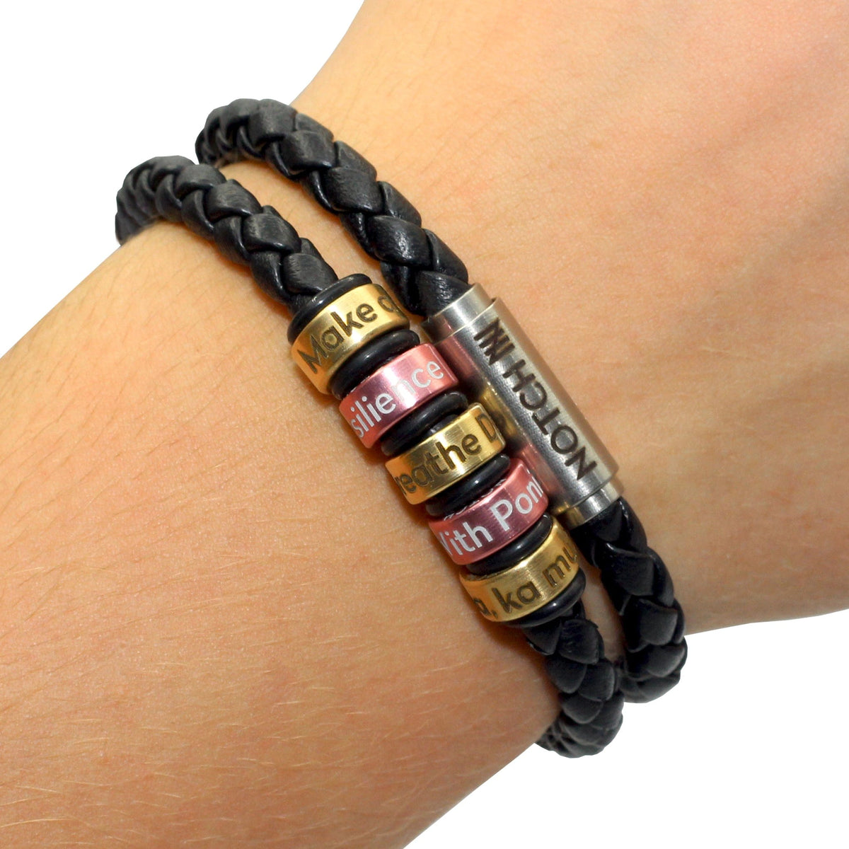 Leather NOTCH Bracelet with Five Personalised NOTCH Charms – NOTCH®