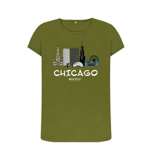 Moss Green Chicago 26.2 White Text Women's T-Shirt