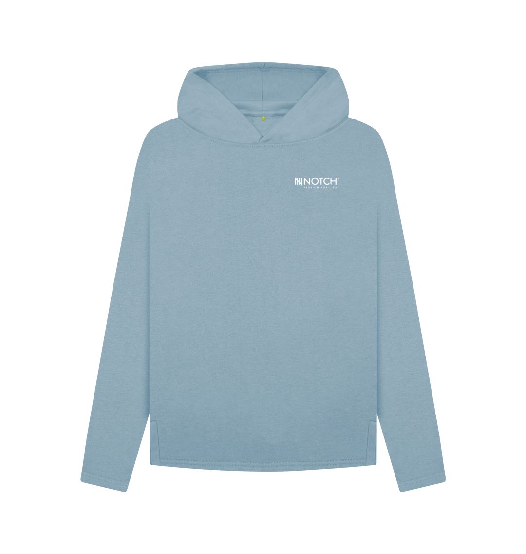 Stone Blue Women's Small Logo Notch Hoodie