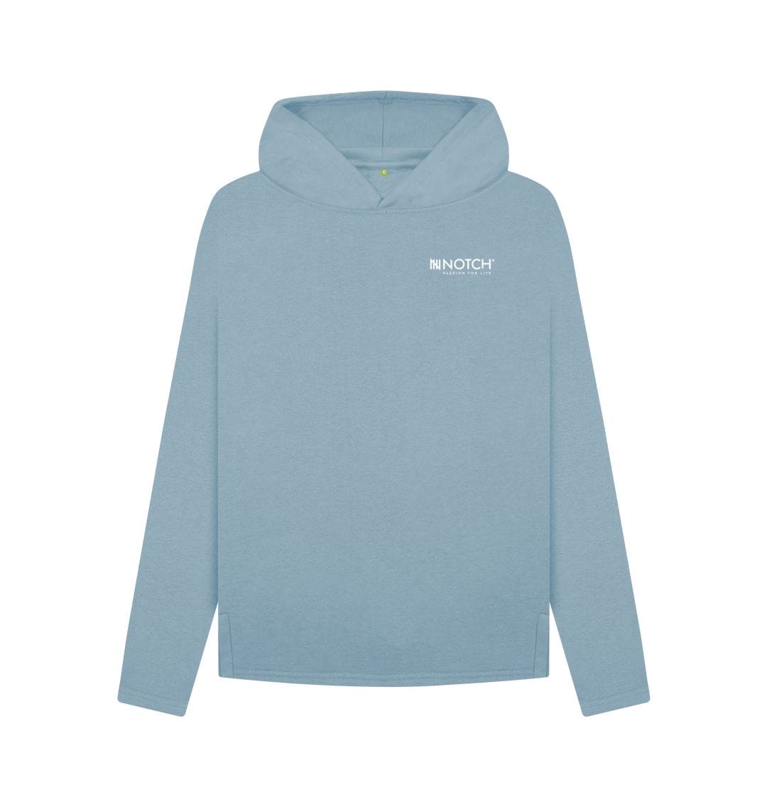 Stone Blue Women's Small Logo Notch Hoodie