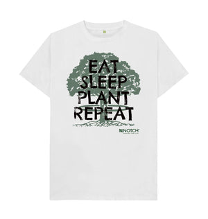 White Men's Eat Sleep Plant Repeat T-Shirt