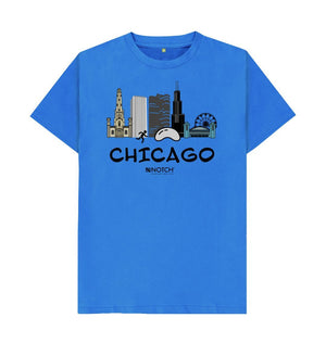 Bright Blue Chicago  26.2  Black Text Men's  T-Shirt