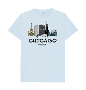Sky Blue Chicago  26.2  Black Text Men's  T-Shirt