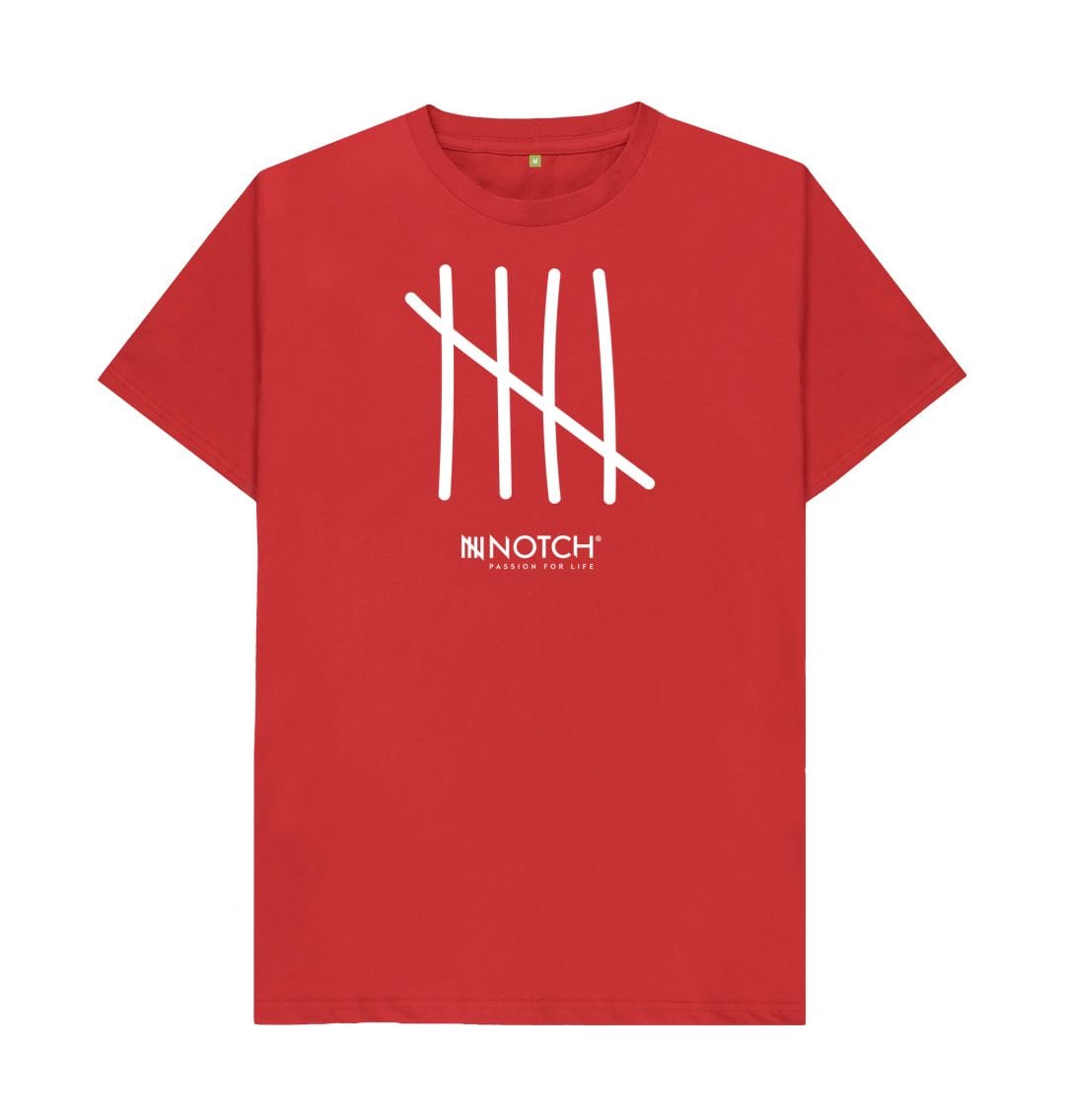 Red Men's All White Tally T-Shirt