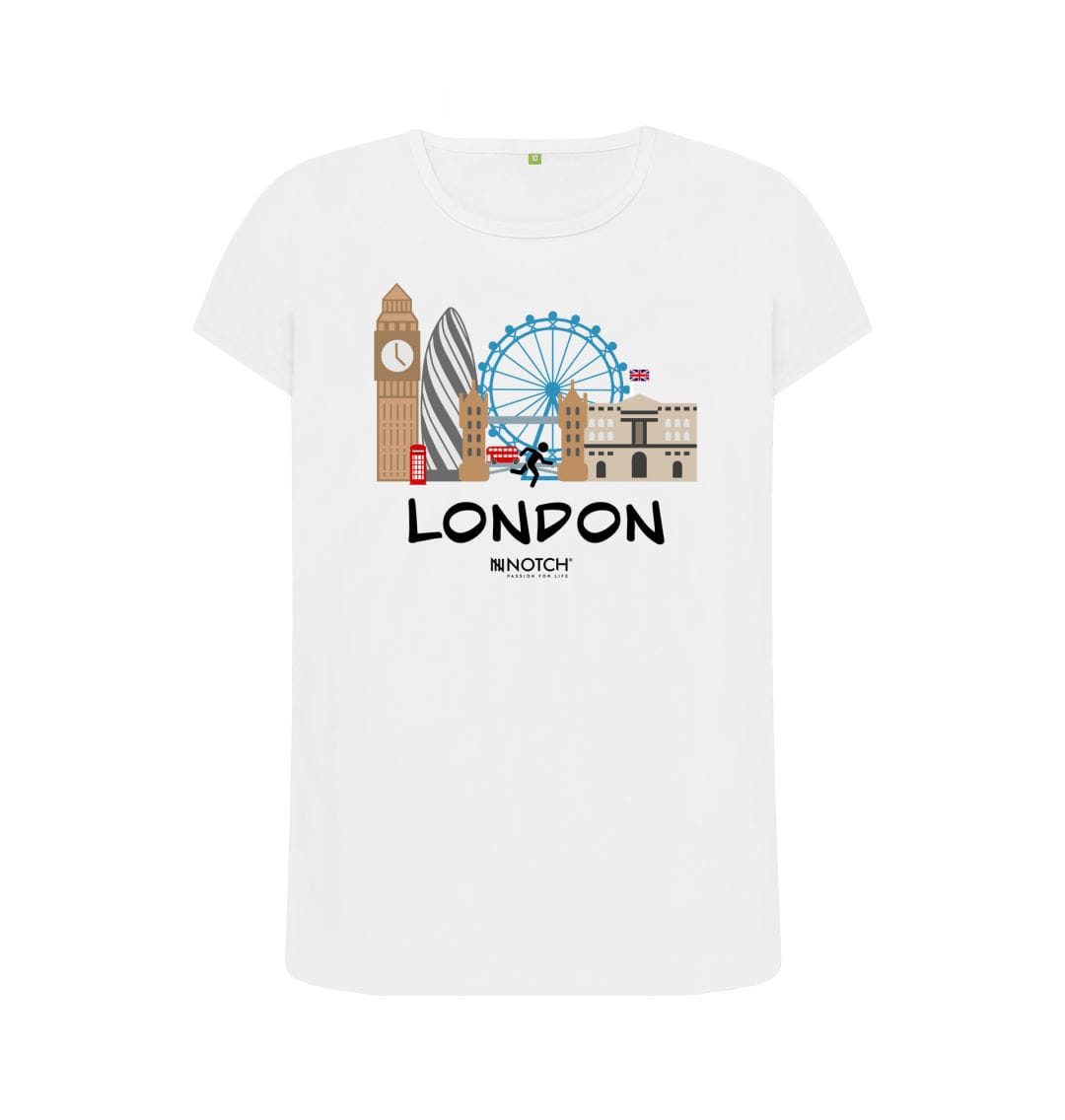 White Women's 26.2 London Black Text T-Shirt