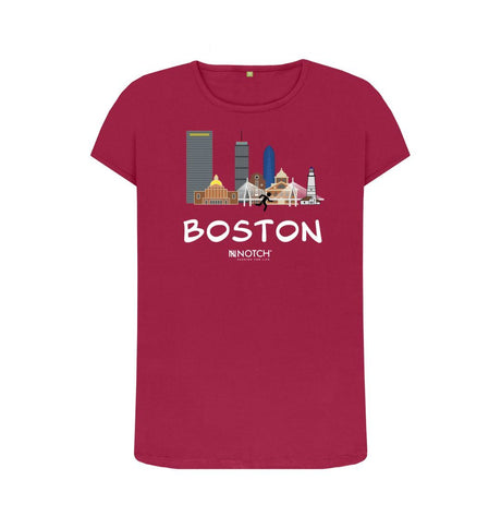 Cherry Boston 26.2  White Text Women's T-Shirt