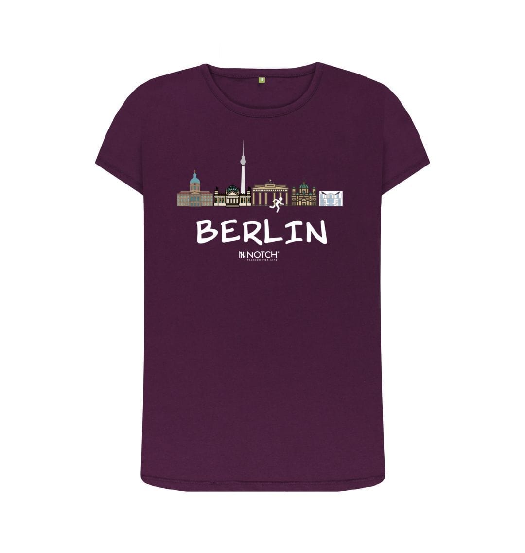 Purple Berlin 26.2 White Text Women's T-Shirt