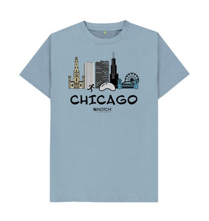 Stone Blue Chicago  26.2  Black Text Men's  T-Shirt