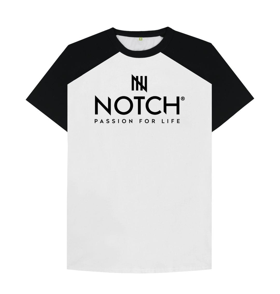 Black-White Men's Short Sleeve Baseball T-Shirt