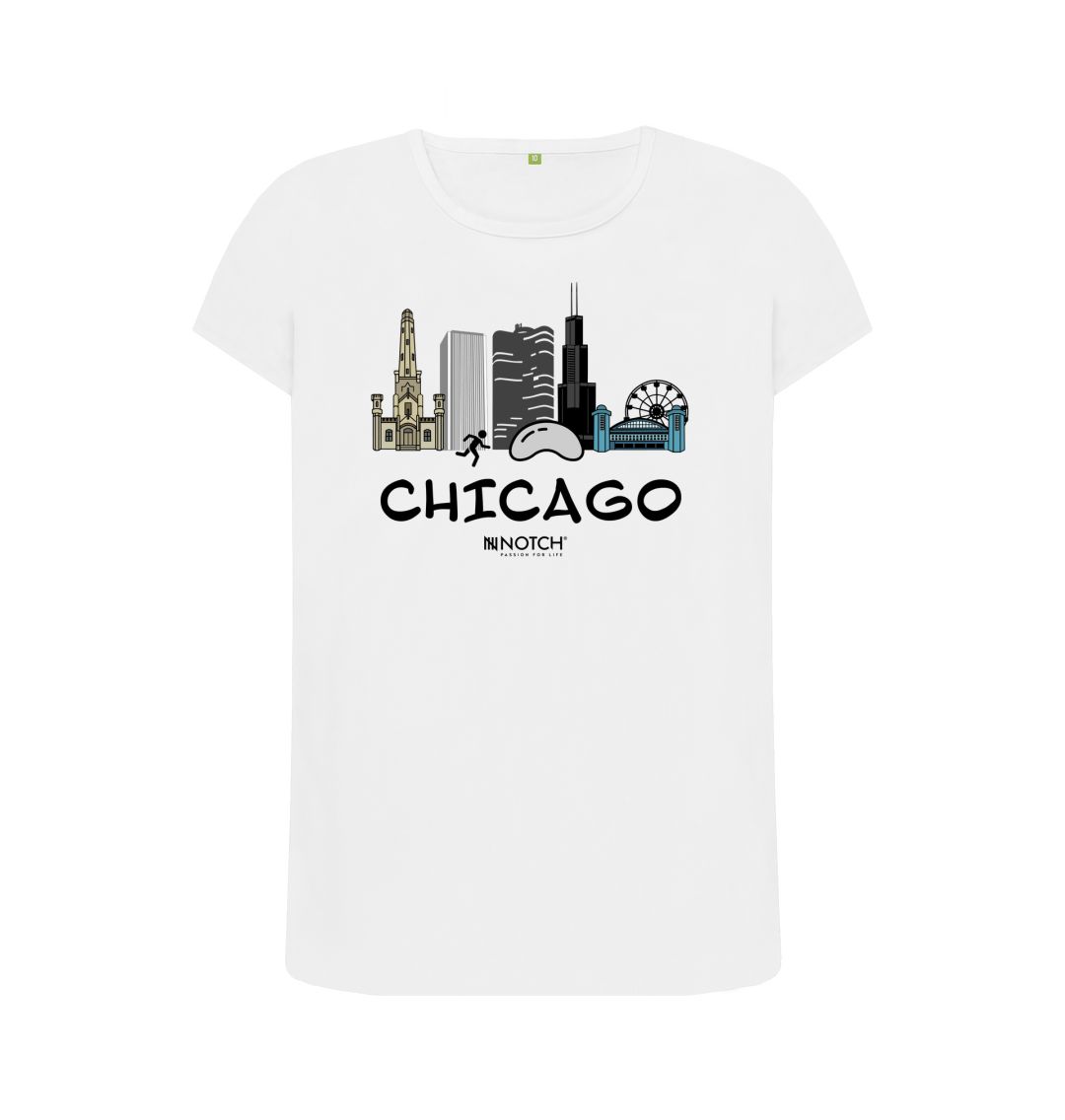 White Chicago 26.2 Black Text Women's T-Shirt