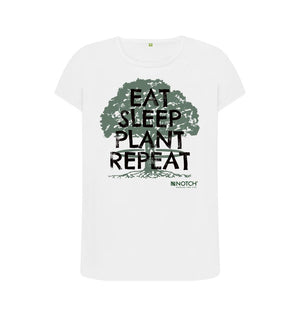 White Women's Eat Sleep Plant Repeat T-Shirt