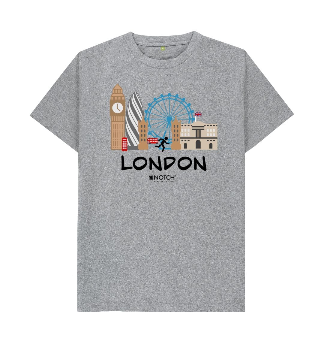 Athletic Grey London Marathon Men's T-Shirt - Black Text