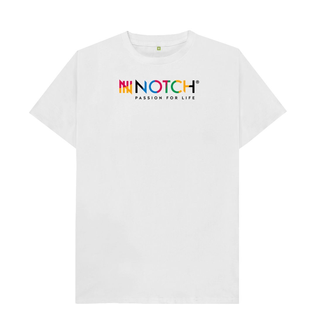 White Men's White Multicoloured Notch Logo T-Shirt