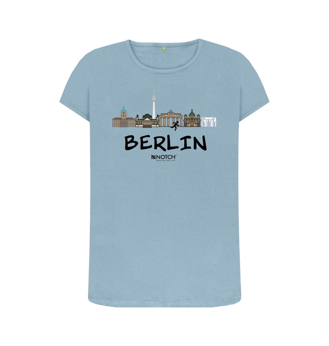 Stone Blue Berlin 25.2 Black Text Women's T-Shirt