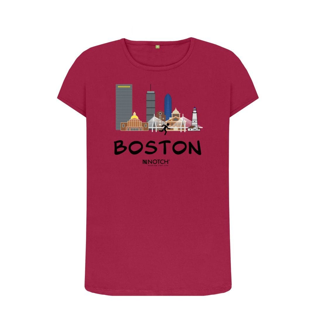 Cherry Boston 26.2 Black Text Women's T-Shirt
