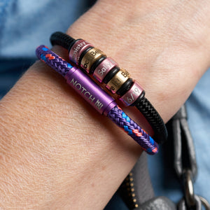 Sustainable OceanYarn NOTCH Bracelet - Jet Black with Pink Clasp